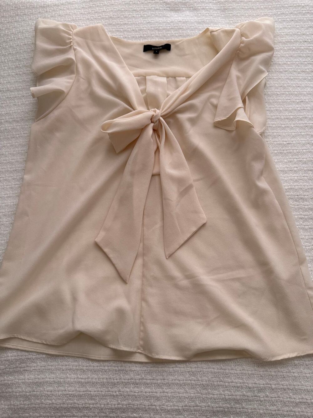 Size Large Eclair Cream Blouse with Flutter Sleeve